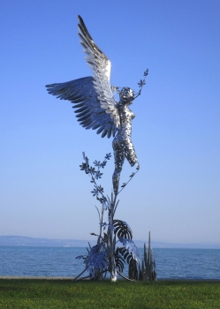 Syrinx garden sculpture rusty iron
